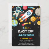 Cartes d'invitation d'anniversaire dans l'espace m (Devant)