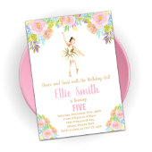 Cartes d'invitation d'anniversaire de ballerine fl