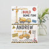 Cartes d'invitation d'anniversaire de construction (Debout devant)