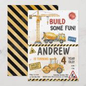 Cartes d'invitation d'anniversaire de construction (Devant / Derrière)