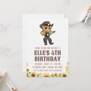 Cartes d'invitation d'anniversaire de cowgirl west