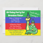 Cartes d'invitation d'anniversaire de dinosaure mi (Devant)