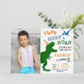 Cartes d'invitation d'anniversaire de dinosaure T- (Debout devant)