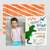 Cartes d'invitation d'anniversaire de dinosaure T- (Devant / Derrière)