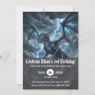 Cartes d'invitation d'anniversaire de dragon à l'a