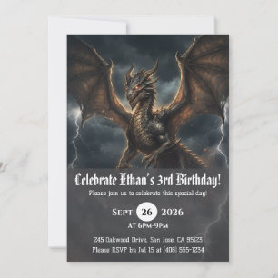 Cartes d'invitation d'anniversaire de dragon à l'a