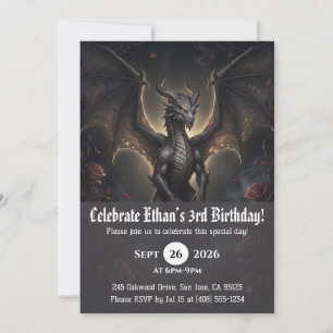 Cartes d'invitation d'anniversaire de dragon à l'a