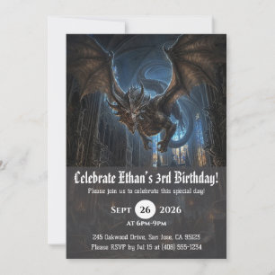 Cartes d'invitation d'anniversaire de dragon à l'a