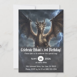 Cartes d'invitation d'anniversaire de dragon à l'a