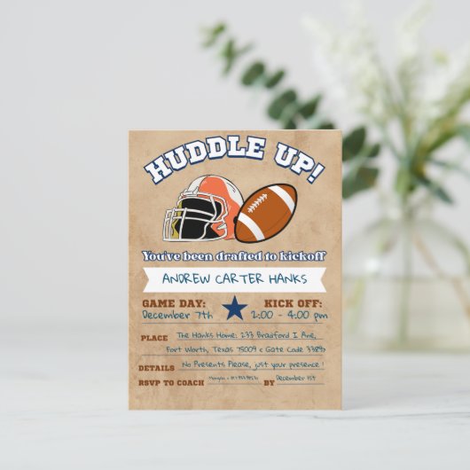 Cartes d'invitation d'anniversaire de football pou (Debout devant)