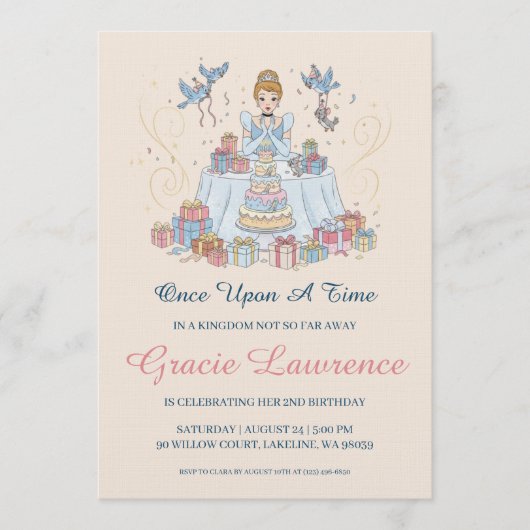 Cartes d'invitation d'anniversaire de la princesse (Devant)