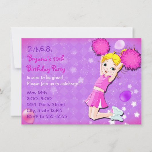 Cartes d'invitation d'anniversaire de meneuse de c (Devant)