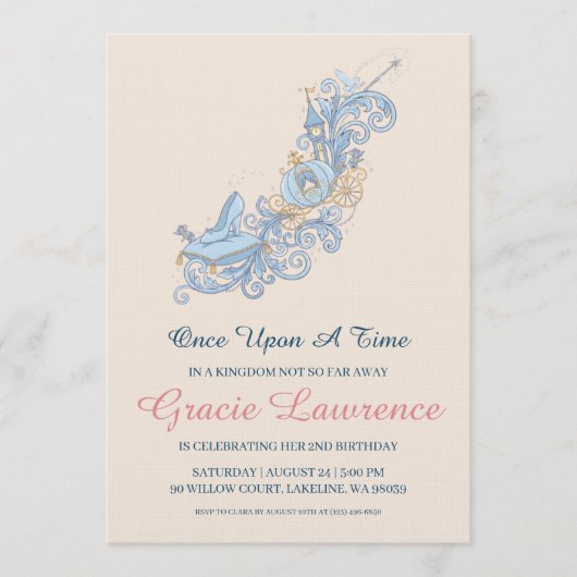 Cartes d'invitation d'anniversaire de princesse Ce (Devant)