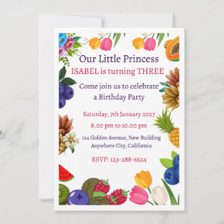 Cartes d'invitation d'anniversaire de princesse fl