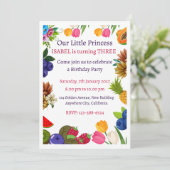 Cartes d'invitation d'anniversaire de princesse fl (Debout devant)