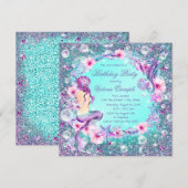 Cartes d'invitation d'anniversaire de sirène sous  (Devant / Derrière)