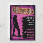 Cartes d'invitation d'anniversaire de skateuse « S (Devant)