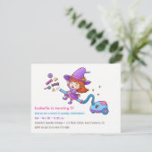 Cartes d'invitation d'anniversaire de sorcière mig (Debout devant)