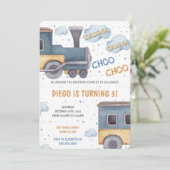 Cartes d'invitation d'anniversaire de train (Debout devant)