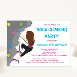 Cartes d'invitation d'anniversaire d'escalade pour