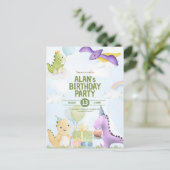 Cartes d'invitation d'anniversaire dinosaure à l'a (Debout devant)