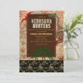 Cartes d'invitation d'anniversaire dinosaure fossi (Debout devant)
