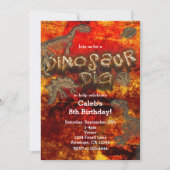 Cartes d'invitation d'anniversaire Dinosaure Fouil (Devant)