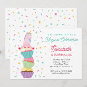 Cartes d'invitation d'anniversaire Festive Cupcake (Devant / Derrière)