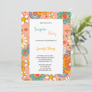 CARTES D'INVITATION D'ANNIVERSAIRE FLEURS MULTICOL