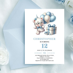 Cartes d'invitation d'anniversaire garçon bleu pou