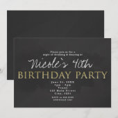 Cartes d'invitation d'anniversaire gris foncé et o (Devant / Derrière)