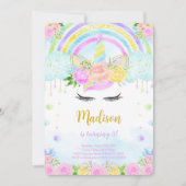 Cartes d'invitation d'anniversaire Licorne (Devant)