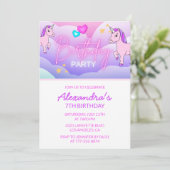 Cartes d'invitation d'anniversaire Licorne Arc-en- (Debout devant)
