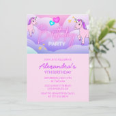 Cartes d'invitation d'anniversaire Licorne Arc-en- (Debout devant)