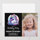 Cartes d'invitation d'anniversaire Licorne avec ph (Devant / Derrière)