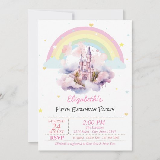 Cartes d'invitation d'anniversaire Magical Castle (Devant)