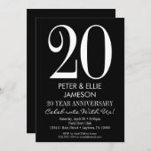 Cartes d'invitation d'anniversaire modernes noir e (Devant / Derrière)