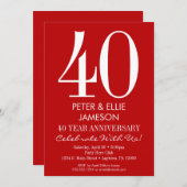 Cartes d'invitation d'anniversaire modernes rouges (Devant / Derrière)