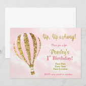 Cartes d'invitation d'anniversaire montgolfière ro (Devant / Derrière)