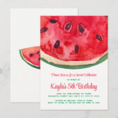 Cartes d'invitation d'anniversaire pastèque (Devant / Derrière)