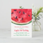 Cartes d'invitation d'anniversaire pastèque (Debout devant)