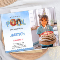 Cartes d'invitation d'anniversaire Piscine aux man