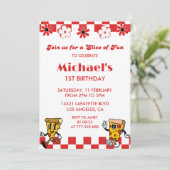 Cartes d'invitation d'anniversaire Pizza | Jolie 1 (Debout devant)