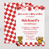 Cartes d'invitation d'anniversaire Pizza | Jolie 1 (Devant / Derrière)