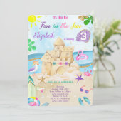 Cartes d'invitation d'anniversaire plage (Debout devant)