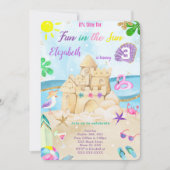 Cartes d'invitation d'anniversaire plage (Devant)