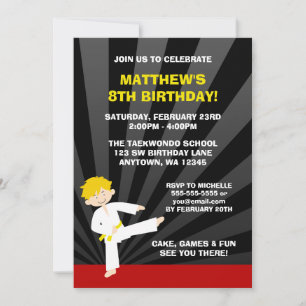 Cartes d'invitation d'anniversaire pour ceinture j