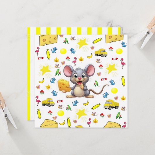 Cartes d'invitation d'anniversaire pour chat froma (Devant/Arrière en situation)