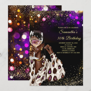 Cartes d'invitation d'anniversaire pour femme afro