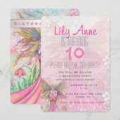 Cartes d'invitation d'anniversaire pour filles ros (Devant / Derrière)